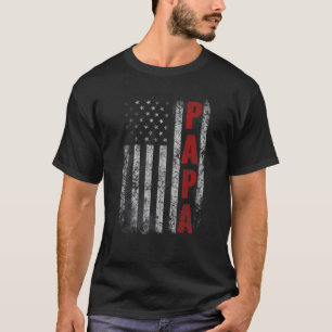Mens Vintage Papa American Dad Usa Flag Fatheru201 T-Shirt