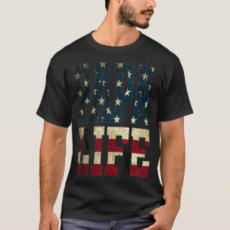 Mens Vintage Papa Life America Flag Happy Father's T-Shirt