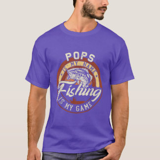 Mens Vintage Pops Is My Name Fishing Game Gift For T-Shirt