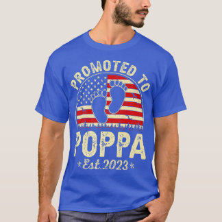 Mens Vintage Promoted To Poppa Est 2023 American F T-Shirt