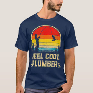 Mens Vintage Reel Cool Plumber Fish Fishing Day T-Shirt
