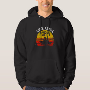 Mens Vintage Reel Cool Poppy Fish Fishing Fathers  Hoodie