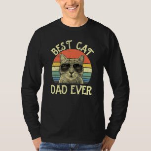 Mens Vintage Retro Best Cat Dad Ever Daddy Son Dau T-Shirt