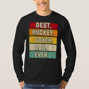 Mens Vintage Retro Best Hockey Coach Dad Ever Fath T-Shirt
