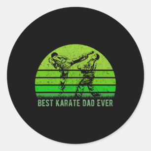Mens Vintage Retro Best Karate Dad Ever Funny Dadf Classic Round Sticker