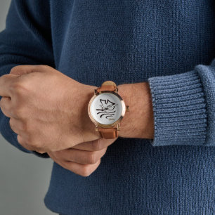 Men's Vintage Rose Leather-Baptism Dove Watch
