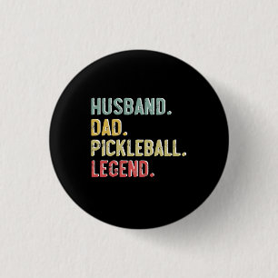 Mens Vintage Shirt Husband Dad Pickleball Legend 1 Inch Round Button