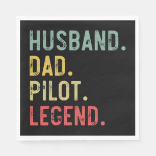 Mens Vintage Shirt Husband Dad Pilot Legend Retro Napkin