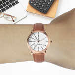 Mens Vintage Stylish Rose Gold Brown Leather Strap<br><div class="desc">Create your own custom, personalized, elegant stylish cool unique classy modern black and white design triangles hours, monogrammed, mens rose gold retro vintage look style brown leather strap watch. Simply type in your name / monogram / initials, to customize. Makes a great gift, for birthday, graduation, fathers day, christmas, holidays,...</div>