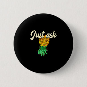 Mens vintage upside down pineapple ask subtle 2 inch round button