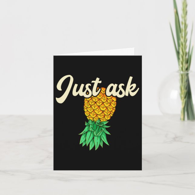 Mens vintage upside down pineapple ask subtle card (Front)