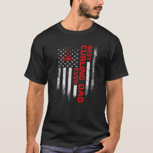 Mens Vintage USA American Flag Best Curling Dad Ev T-Shirt