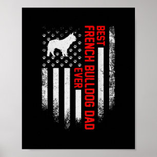 Mens Vintage USA American Flag Best French Bulldog Poster