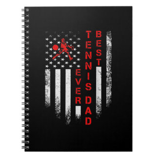 Mens Vintage USA American Flag Best Tennis Dad Notebook