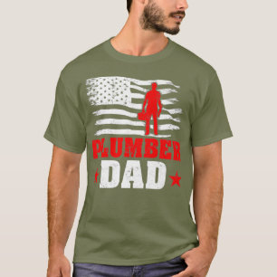 Mens Vintage USA American Flag Plumber Dad Day T-Shirt