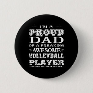 Mens Volleyball I'm a proud Volleyball Dad Gift 2 Inch Round Button