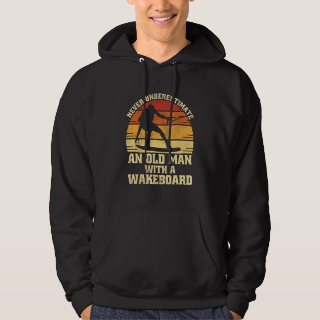 Mens Wakeboarder Vintage Water Wakeboarding  1 Hoodie (Front)
