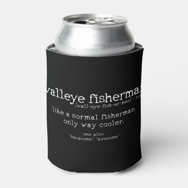 Mens Walleye Fisherman Definition Funny Quote Fish Can Cooler (Can Front)