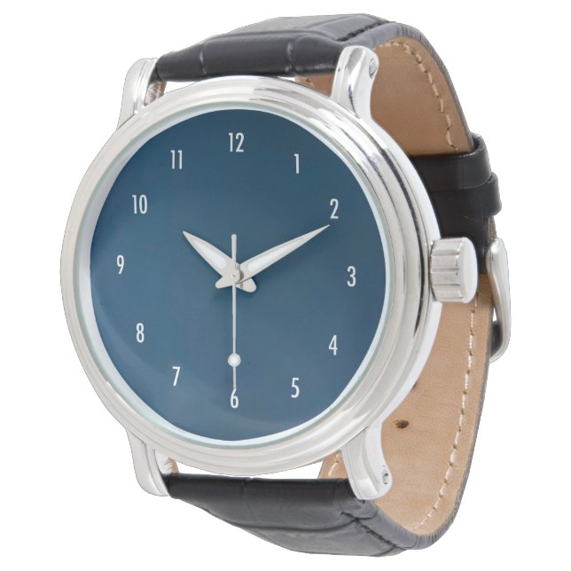 Men's Watch Featuring Vintage Enamel Blue (Angled)