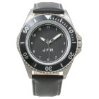 Men's watch with personalized 3 letter monogram