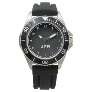Men's watch with personalized 3 letter monogram