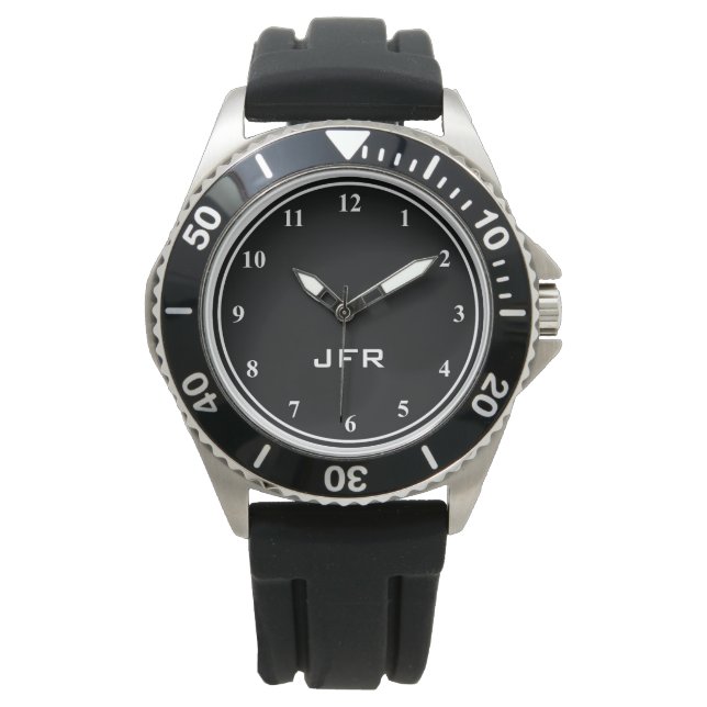 Men's watch with personalized 3 letter monogram (Front)