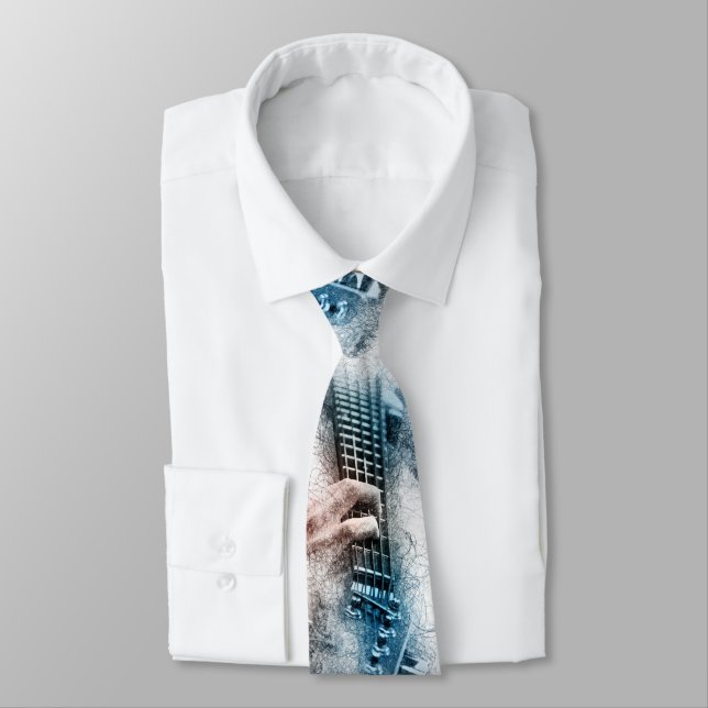 Men's Watercolor Guitar Tie (Tied)