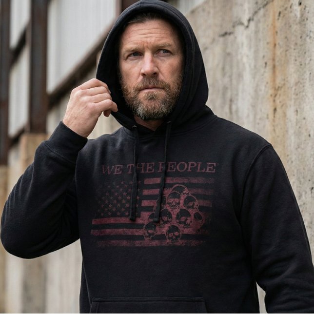 Men's We The People American Flag Skulls Hoodie (Creator Uploaded)