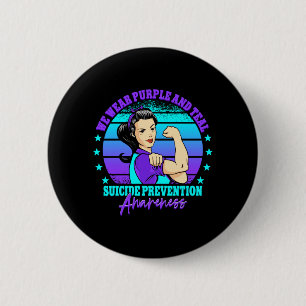 Mens Wear Purple And Teal Suicide Prevention 2 Inch Round Button
