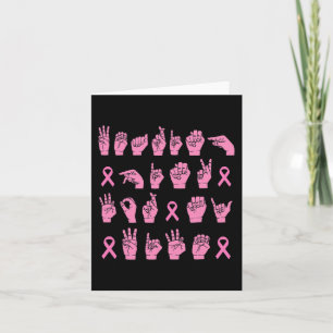 Mens Wearing Pink For My Wife Sign Language Breast Card