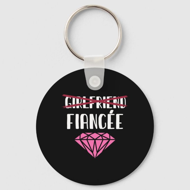 Mens Wedding Announcement Engaged Girlfriend Keychain (Front)