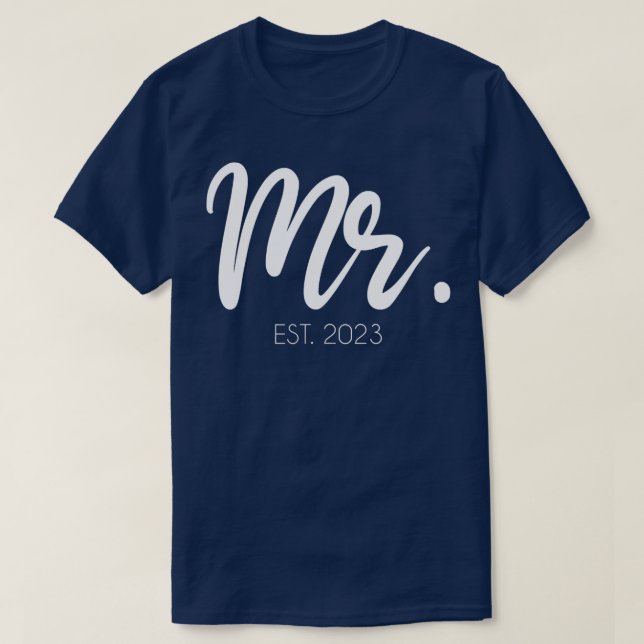 Mens Wedding Matching Gifts Mr Est 2023 Groom  T-Shirt (Design Front)