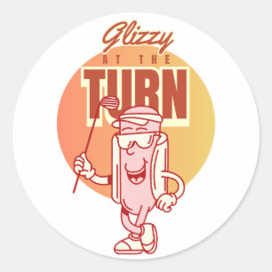Mens Weekend Scramble Retro Glizzy At The Turn Classic Round Sticker