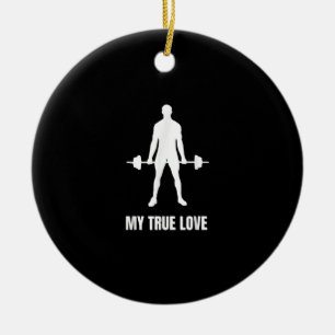Mens Weightlifter Barbell Training Workout Outfit Ceramic Ornament