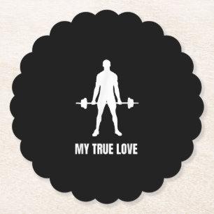 Mens Weightlifter Barbell Training Workout Outfit Paper Coaster