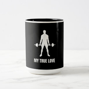 Mens Weightlifter Barbell Training Workout Outfit Two-Tone Coffee Mug