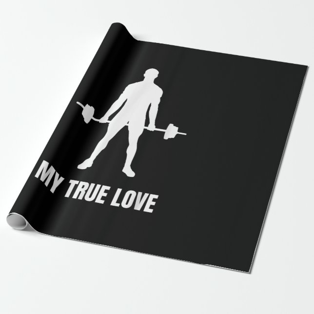 Mens Weightlifter Barbell Training Workout Outfit Wrapping Paper (Unrolled)