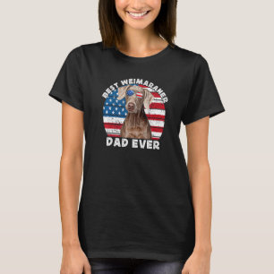 Mens Weimaraner Dad For Men American Flag Weimaran T-Shirt