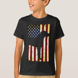 Mens weimaraner silhouette american flag 4th of T-Shirt