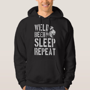 Mens Welder Weld Beer Sleep Repeat Funny Welding W Hoodie