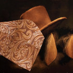 Mens Western Leather Print Neck Tie<br><div class="desc">tooled brown leather print on front and back of tie</div>