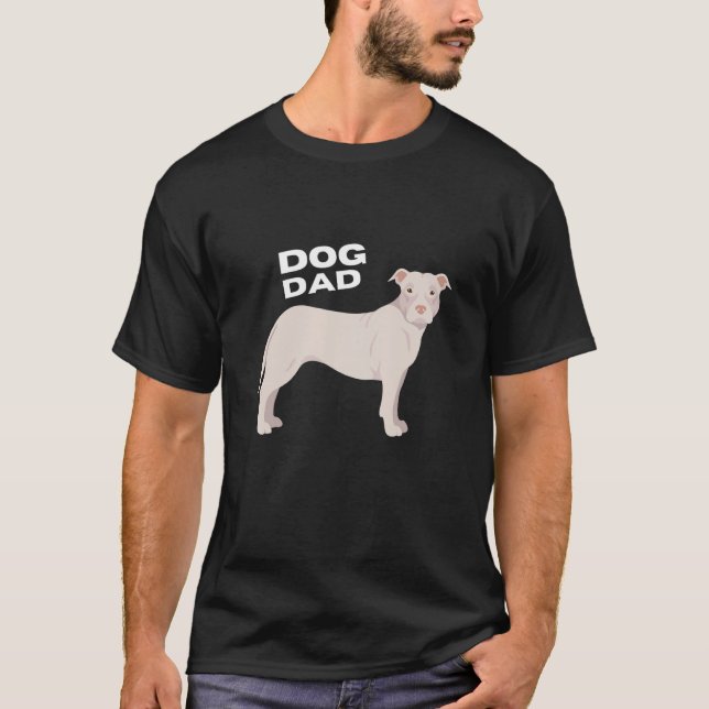 Mens White American Pit Bull Terrier Dog Dad Man T-Shirt (Front)