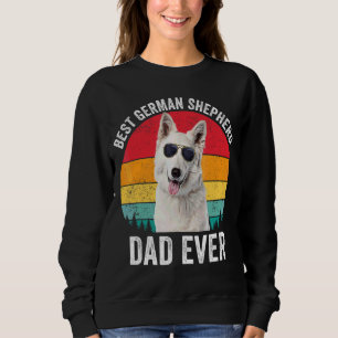 Mens White German Shepherd Dad Vintage Dog Owner Sweatshirt