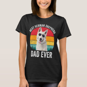Mens White German Shepherd Dad Vintage Dog  Owner  T-Shirt