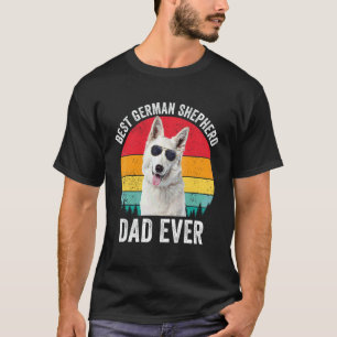 Mens White German Shepherd Dad Vintage Dog  Owner  T-Shirt