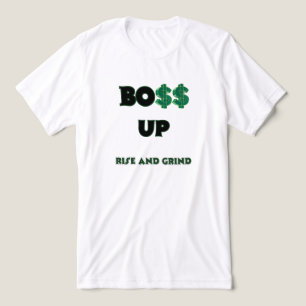 MEN'S WHITE GREEN MOTVATIONAL GRAPHIC BOSS UP  Tri-Blend SHIRT