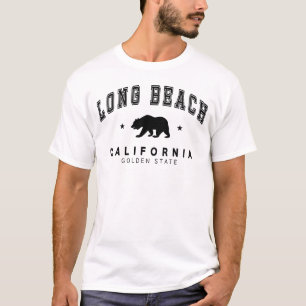 Men's White Long Beach - Grizzly Bear Design T-Shirt