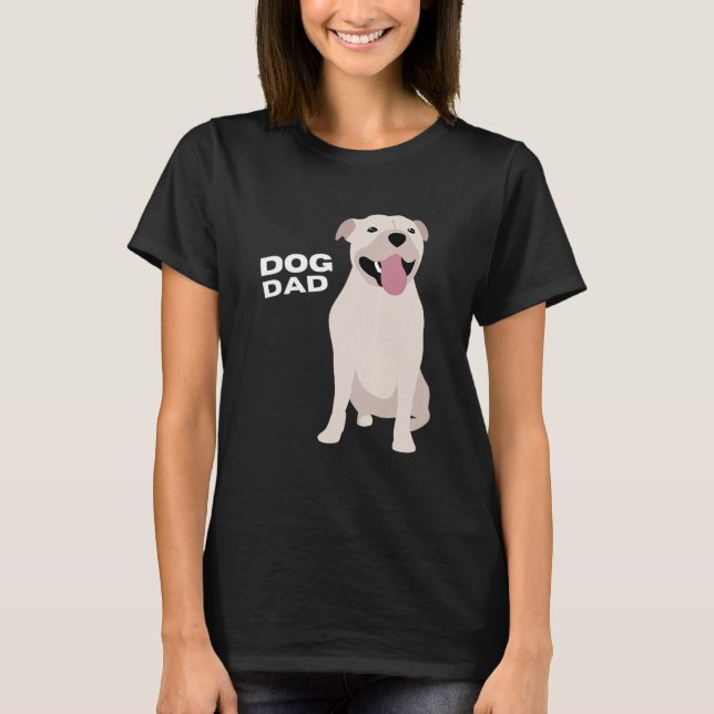 Mens White Staffordshire Bull Terrier Dog Dad Man T-Shirt (Front)