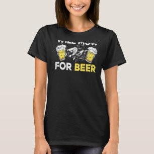 Mens Will Mow For Beer Mower Lawn Mowing T-Shirt