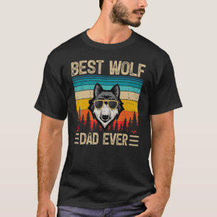 Mens Wolf Vintage Best Wolf Dad Ever Father's Day T-Shirt